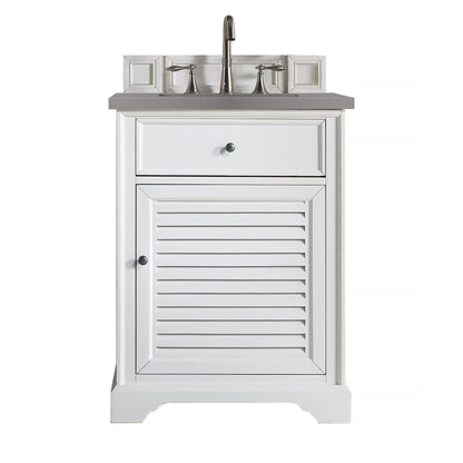 James Martin Vanities Savannah 26" Bright White Single Vanity Cabinet With 3cm Grey Expo Quartz Top