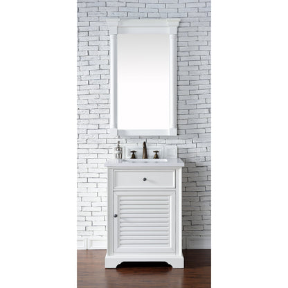 James Martin Vanities Savannah 26" Bright White Single Vanity Cabinet With 3cm White Zeus Quartz Top