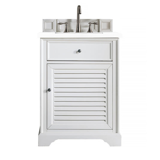 James Martin Vanities Savannah 26" Bright White Single Vanity Cabinet With 3cm White Zeus Quartz Top