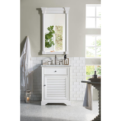 James Martin Vanities Savannah 26" Bright White Single Vanity With 3cm Carrara Marble Top