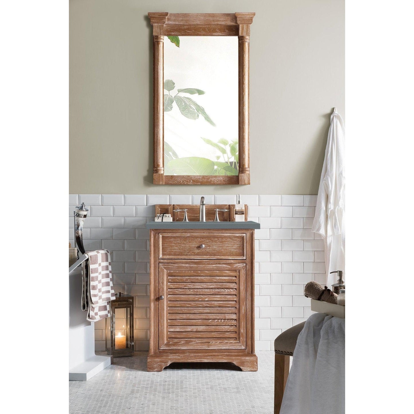 James Martin Vanities Savannah 26" Driftwood Single Vanity Cabinet With 3cm Cala Blue Quartz Top