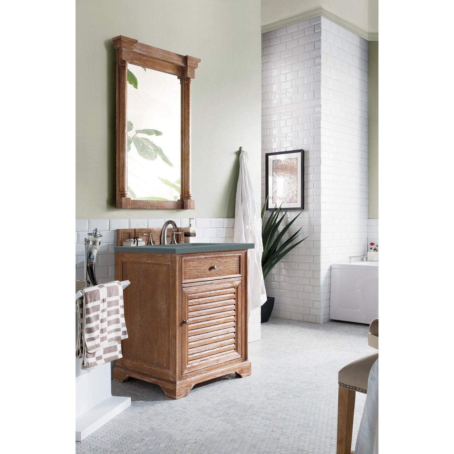 James Martin Vanities Savannah 26" Driftwood Single Vanity Cabinet With 3cm Cala Blue Quartz Top