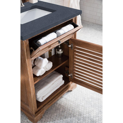 James Martin Vanities Savannah 26" Driftwood Single Vanity Cabinet With 3cm Charcoal Soapstone Quartz Top