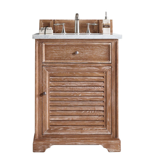 James Martin Vanities Savannah 26" Driftwood Single Vanity Cabinet With 3cm Eternal Jasmine Pearl Quartz Top