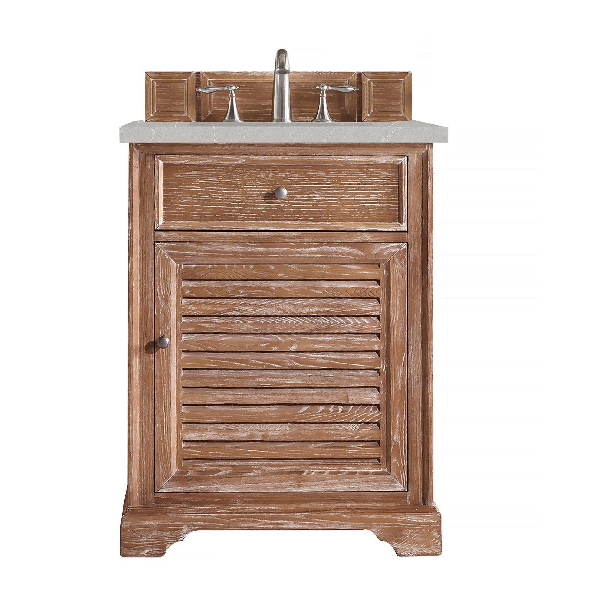 James Martin Vanities Savannah 26" Driftwood Single Vanity Cabinet With 3cm Eternal Serena Quartz Top