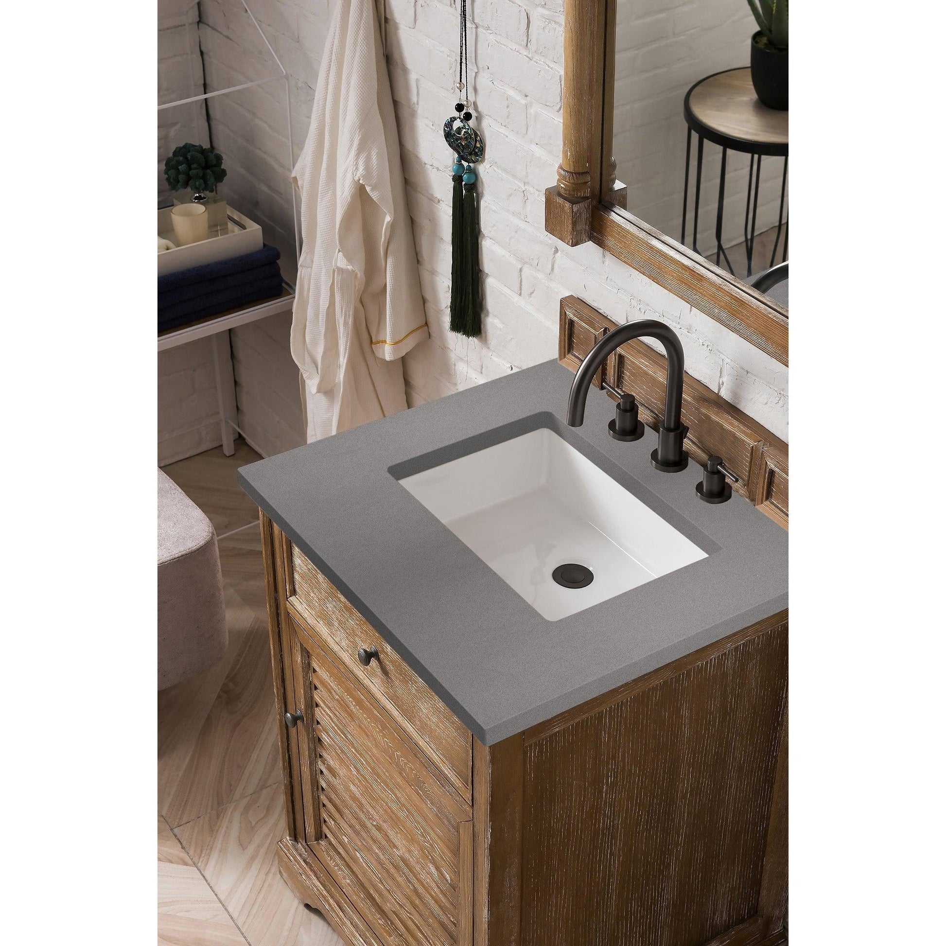 James Martin Vanities Savannah 26" Driftwood Single Vanity Cabinet With 3cm Grey Expo Quartz Top