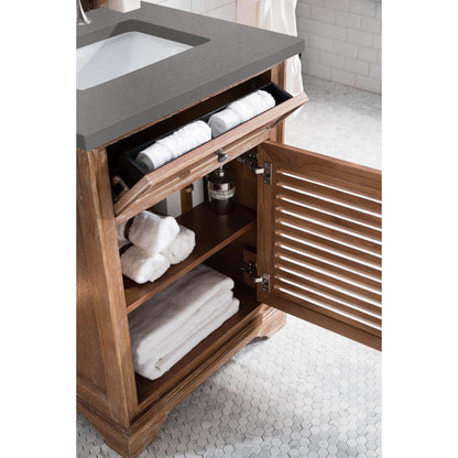 James Martin Vanities Savannah 26" Driftwood Single Vanity Cabinet With 3cm Grey Expo Quartz Top