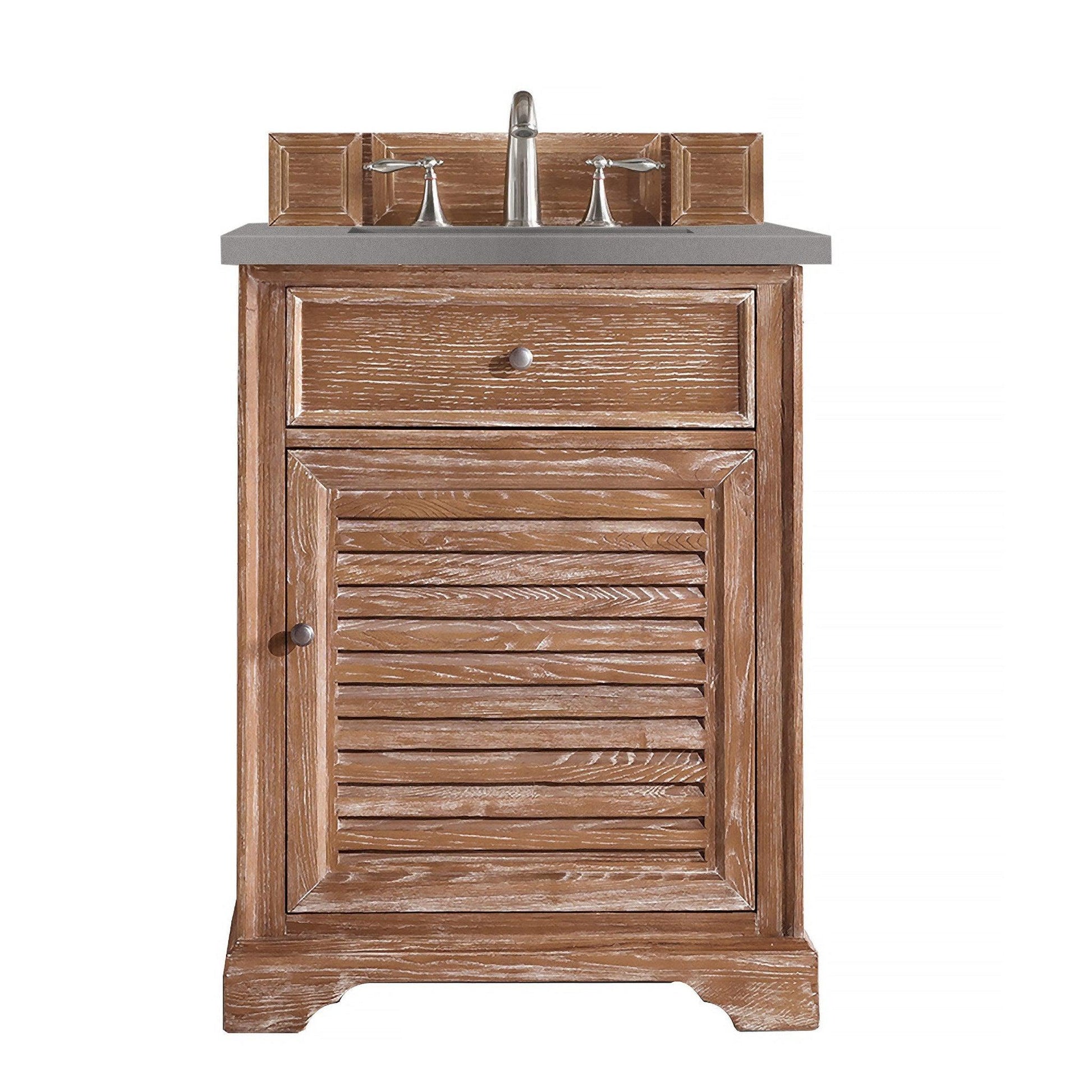 James Martin Vanities Savannah 26" Driftwood Single Vanity Cabinet With 3cm Grey Expo Quartz Top