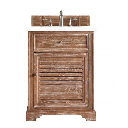 James Martin Vanities Savannah 26" Driftwood Single Vanity Cabinet With 3cm White Zeus Quartz Top