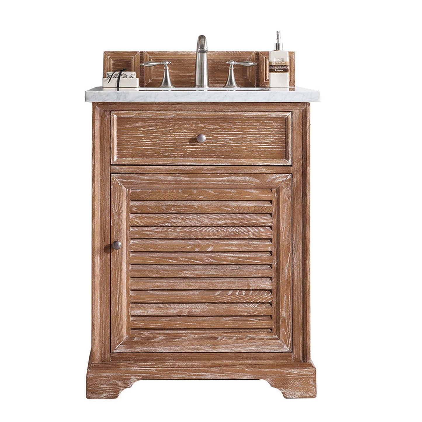 James Martin Vanities Savannah 26" Driftwood Single Vanity With 3cm Arctic Fall Solid Surface Top