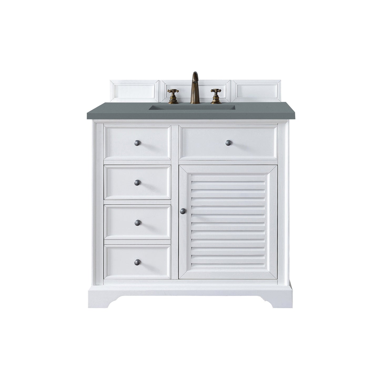 James Martin Vanities Savannah 36" Bright White Single Vanity Cabinet With 3cm Cala Blue Quartz Top