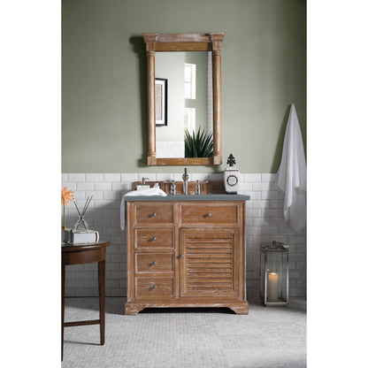 James Martin Vanities Savannah 36" Driftwood Single Vanity Cabinet With 3cm Cala Blue Quartz Top