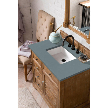 James Martin Vanities Savannah 36" Driftwood Single Vanity Cabinet With 3cm Cala Blue Quartz Top