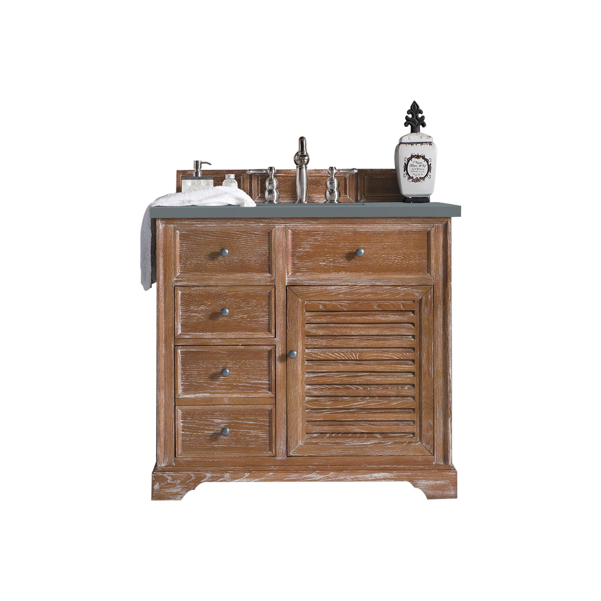 James Martin Vanities Savannah 36" Driftwood Single Vanity Cabinet With 3cm Cala Blue Quartz Top