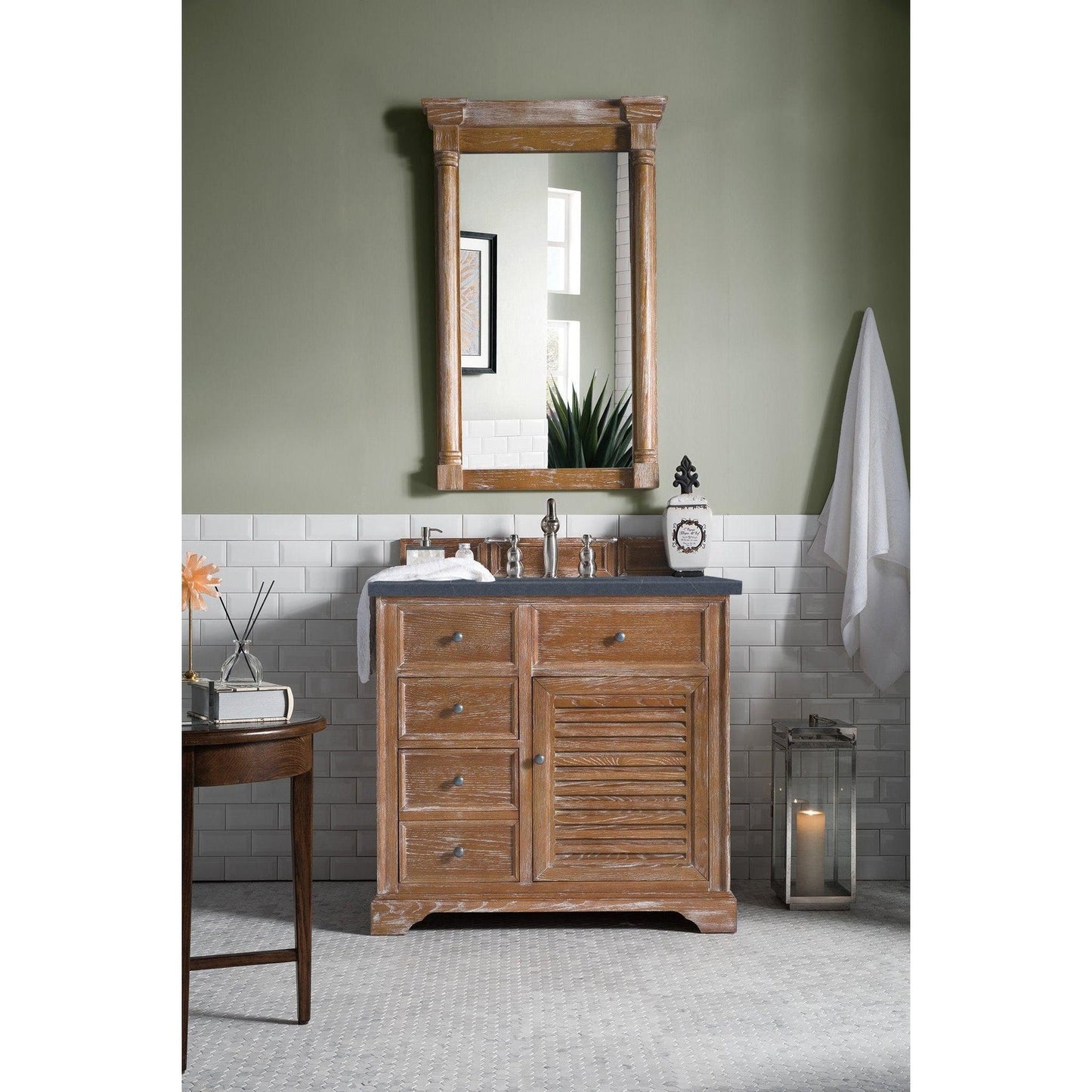 James Martin Vanities Savannah 36" Driftwood Single Vanity Cabinet With 3cm Charcoal Soapstone Quartz Top