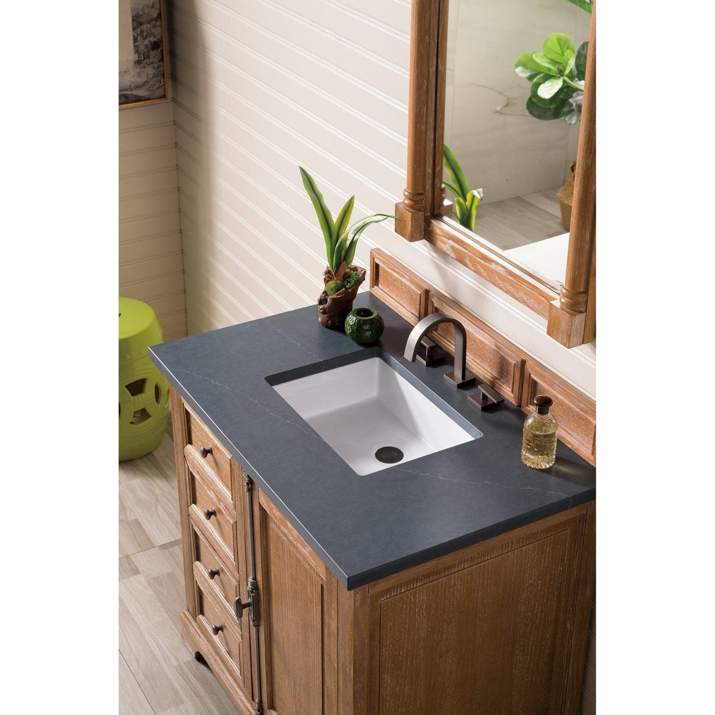 James Martin Vanities Savannah 36" Driftwood Single Vanity Cabinet With 3cm Charcoal Soapstone Quartz Top