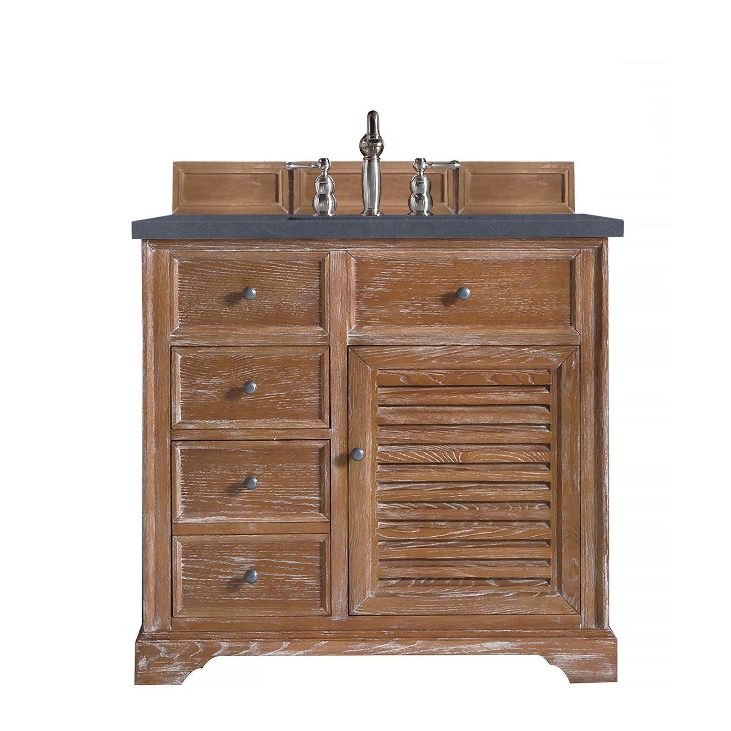 James Martin Vanities Savannah 36" Driftwood Single Vanity Cabinet With 3cm Charcoal Soapstone Quartz Top