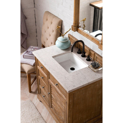 James Martin Vanities Savannah 36" Driftwood Single Vanity Cabinet With 3cm Eternal Jasmine Pearl Quartz Top