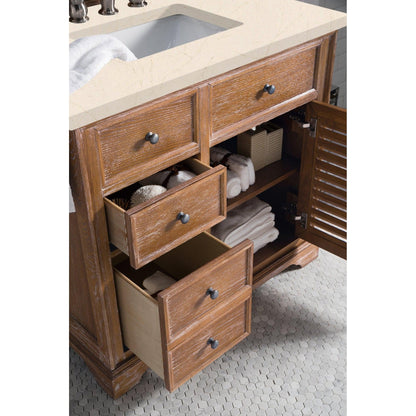 James Martin Vanities Savannah 36" Driftwood Single Vanity Cabinet With 3cm Eternal Marfil Quartz Top