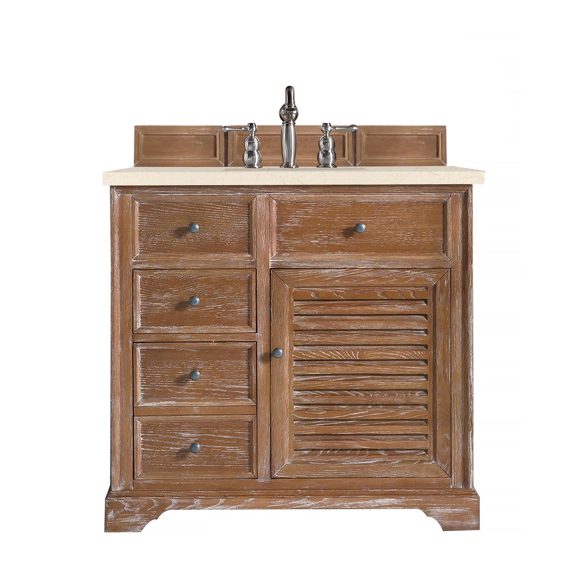 James Martin Vanities Savannah 36" Driftwood Single Vanity Cabinet With 3cm Eternal Marfil Quartz Top