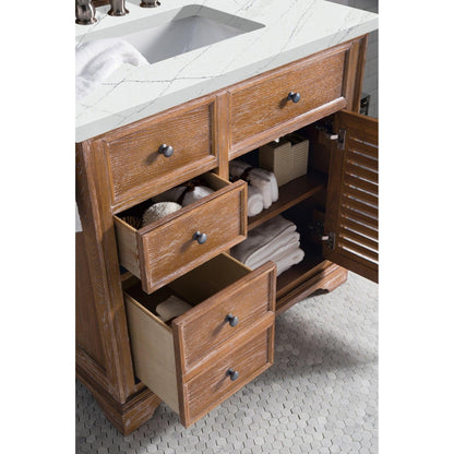 James Martin Vanities Savannah 36" Driftwood Single Vanity Cabinet With 3cm Ethereal Noctis Quartz Top