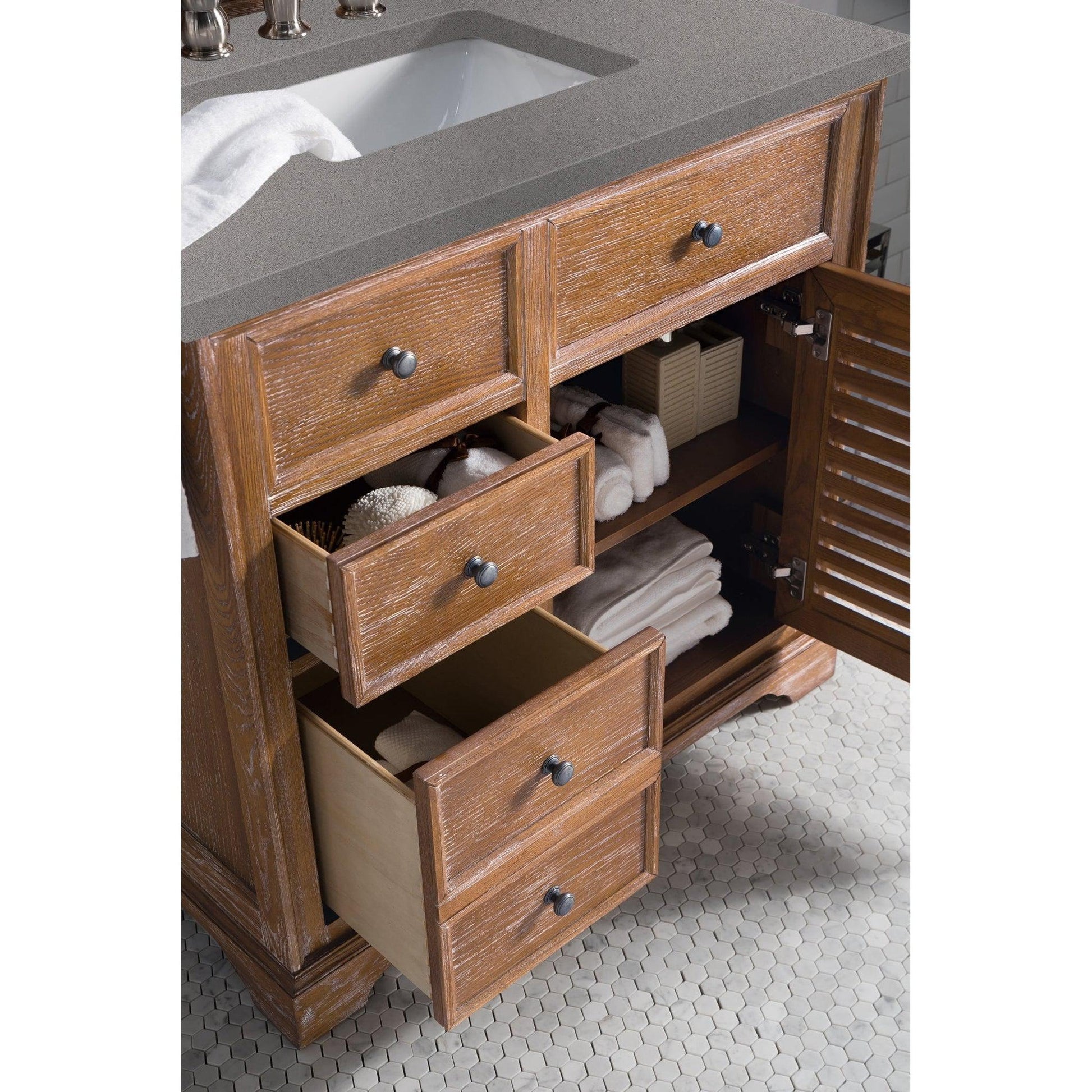 James Martin Vanities Savannah 36" Driftwood Single Vanity Cabinet With 3cm Grey Expo Quartz Top