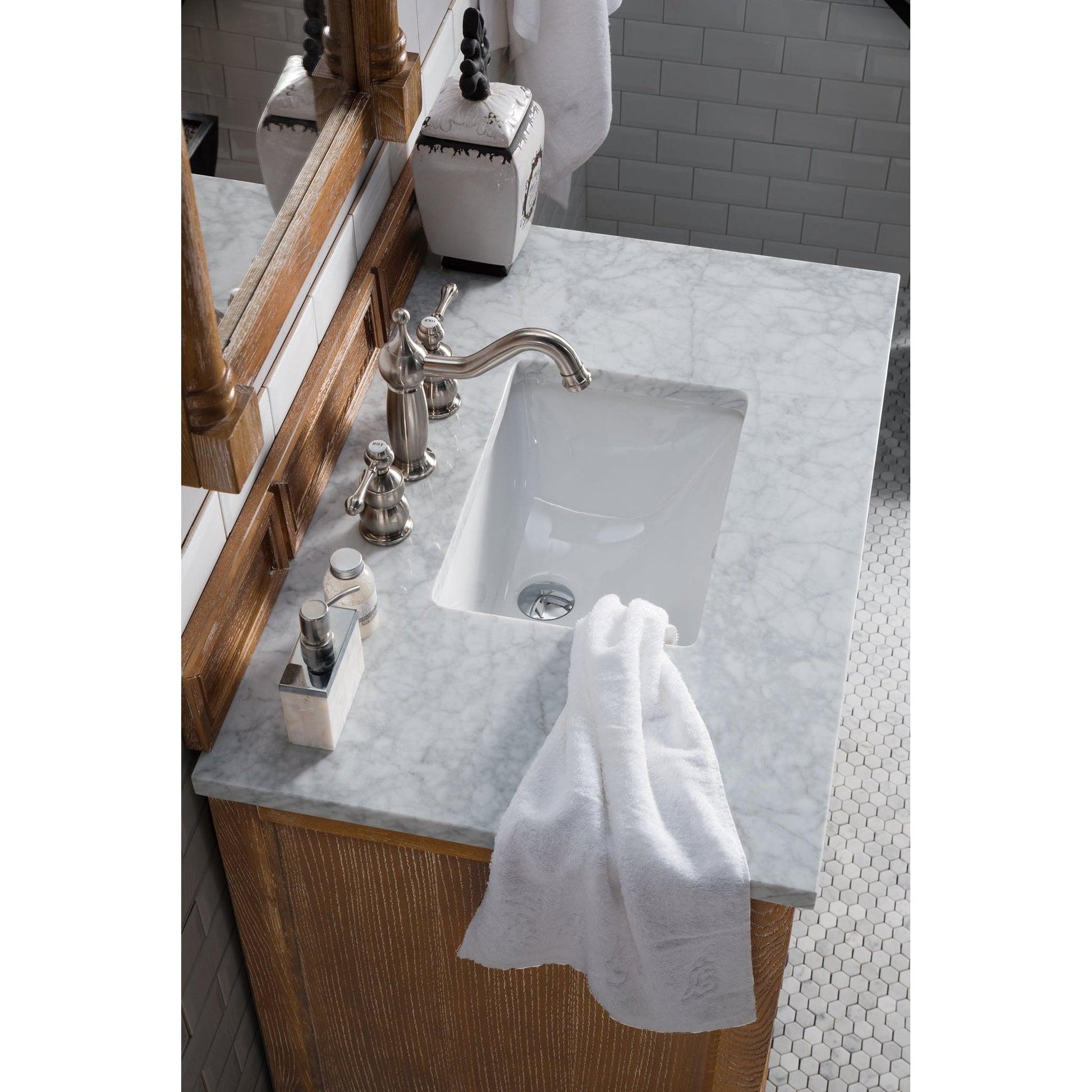 James Martin Vanities Savannah 36" Driftwood Single Vanity With 3cm Carrara Marble Top