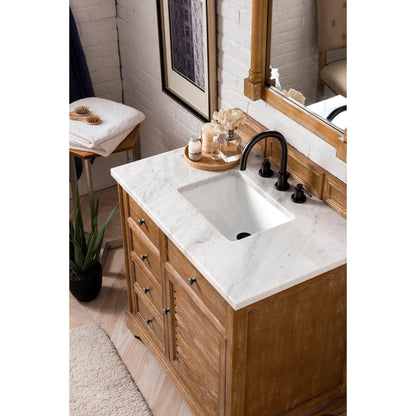 James Martin Vanities Savannah 36" Driftwood Single Vanity With 3cm Carrara Marble Top