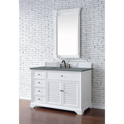 James Martin Vanities Savannah 48" Bright White Single Vanity Cabinet With 3cm Cala Blue Quartz Top