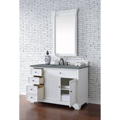 James Martin Vanities Savannah 48" Bright White Single Vanity Cabinet With 3cm Cala Blue Quartz Top