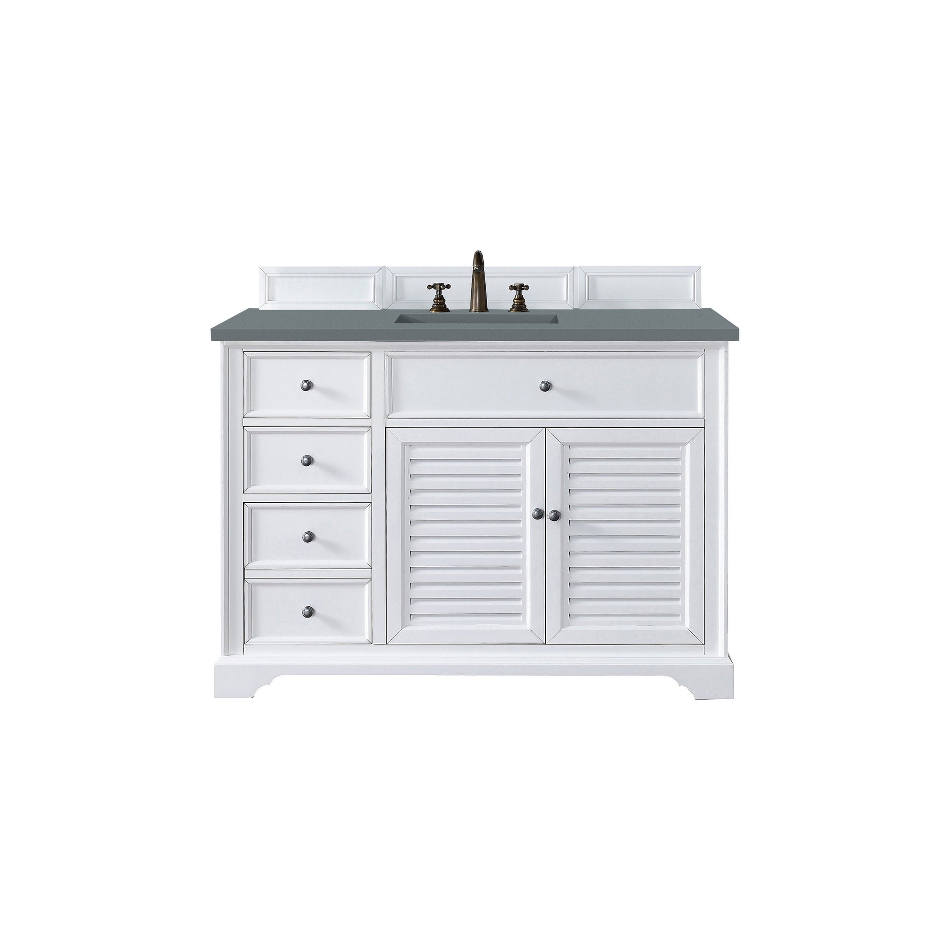 James Martin Vanities Savannah 48" Bright White Single Vanity Cabinet With 3cm Cala Blue Quartz Top