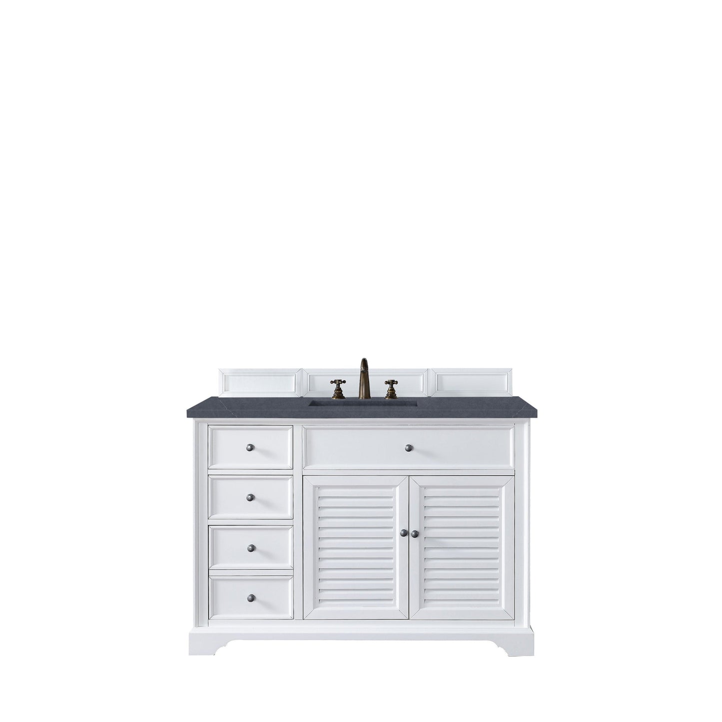 James Martin Vanities Savannah 48" Bright White Single Vanity Cabinet With 3cm Charcoal Soapstone Quartz Top