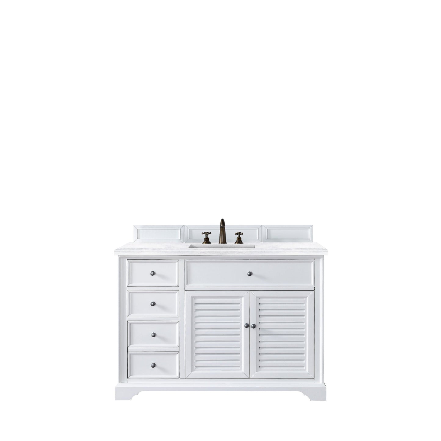 James Martin Vanities Savannah 48" Bright White Single Vanity With 3cm Arctic Fall Solid Surface Top