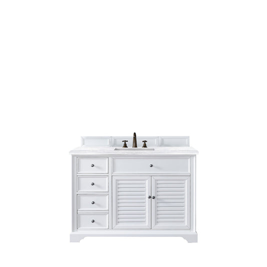 James Martin Vanities Savannah 48" Bright White Single Vanity With 3cm Arctic Fall Solid Surface Top