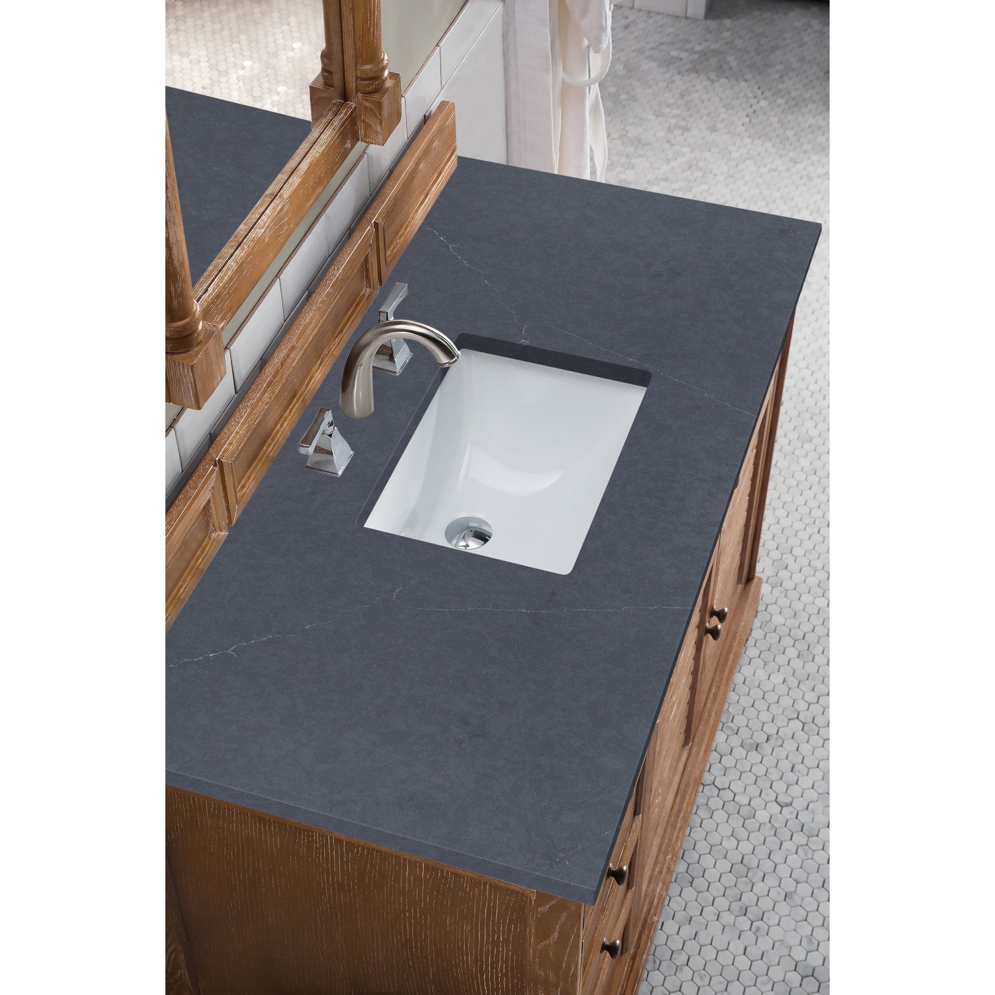 James Martin Vanities Savannah 48" Driftwood Single Vanity Cabinet With 3cm Charcoal Soapstone Quartz Top