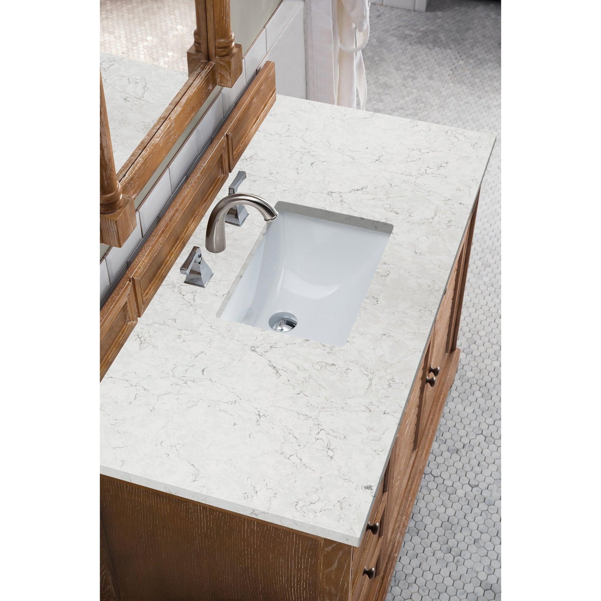 James Martin Vanities Savannah 48" Driftwood Single Vanity Cabinet With 3cm Eternal Jasmine Pearl Quartz Top