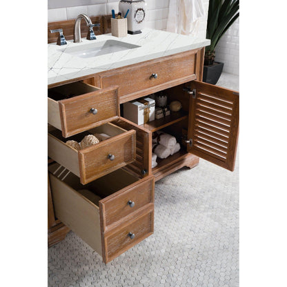 James Martin Vanities Savannah 48" Driftwood Single Vanity Cabinet With 3cm Ethereal Noctis Quartz Top