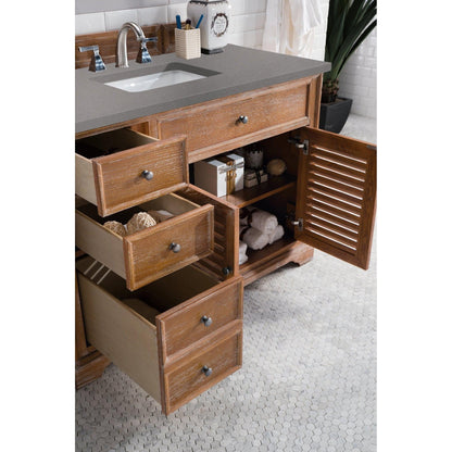 James Martin Vanities Savannah 48" Driftwood Single Vanity Cabinet With 3cm Grey Expo Quartz Top