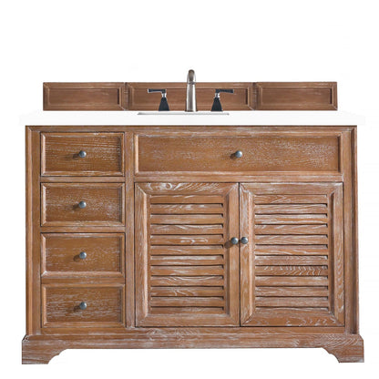 James Martin Vanities Savannah 48" Driftwood Single Vanity Cabinet With 3cm White Zeus Quartz Top