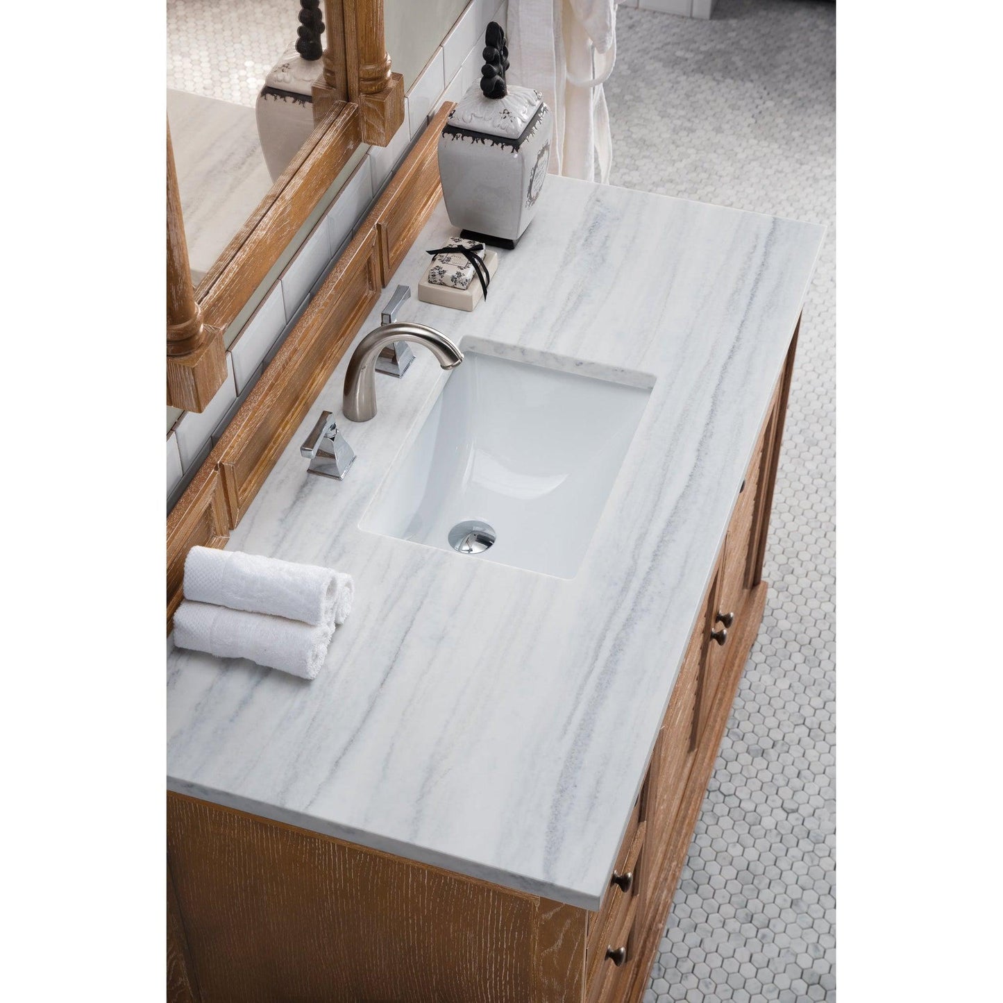 James Martin Vanities Savannah 48" Driftwood Single Vanity With 3cm Arctic Fall Solid Surface Top