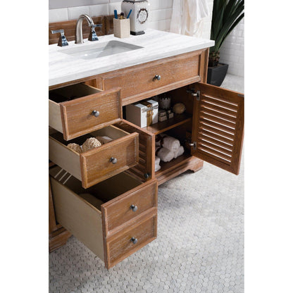 James Martin Vanities Savannah 48" Driftwood Single Vanity With 3cm Arctic Fall Solid Surface Top