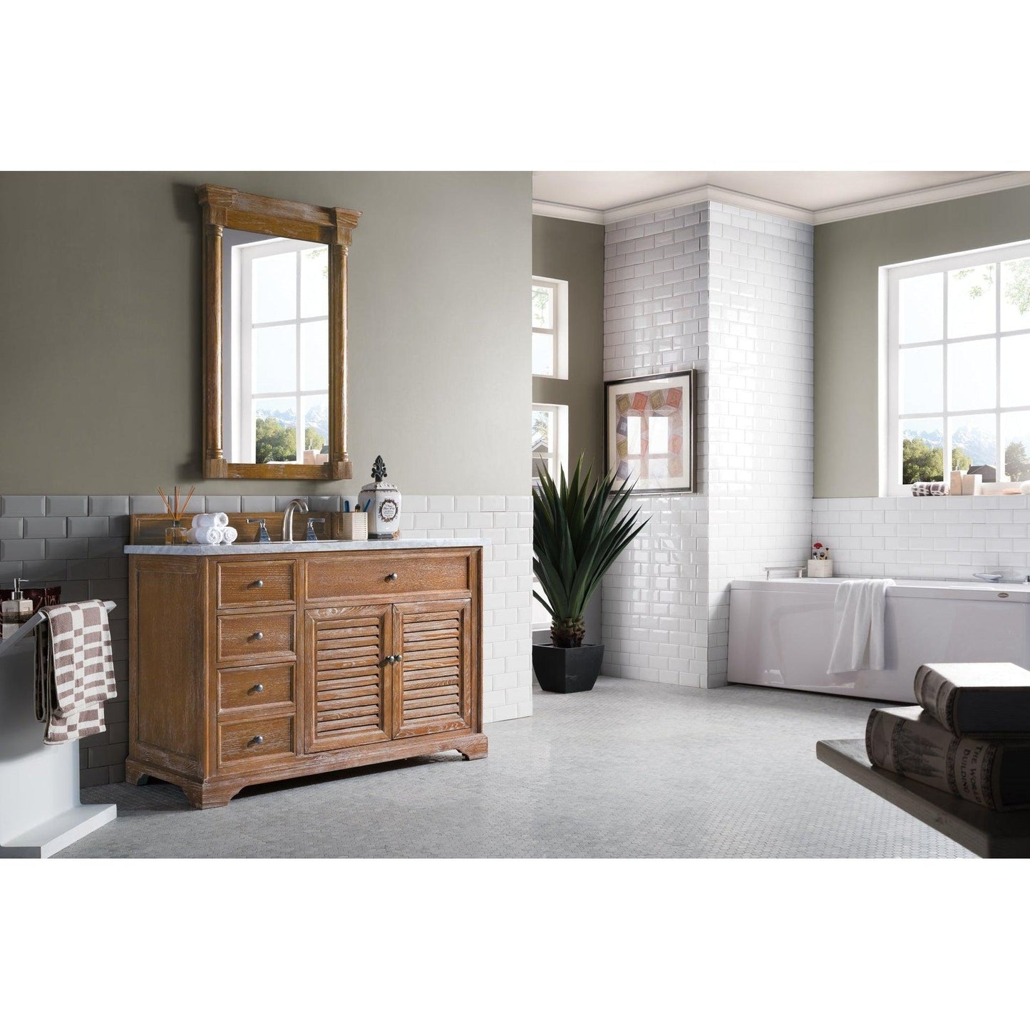 James Martin Vanities Savannah 48" Driftwood Single Vanity With 3cm Carrara Marble Top