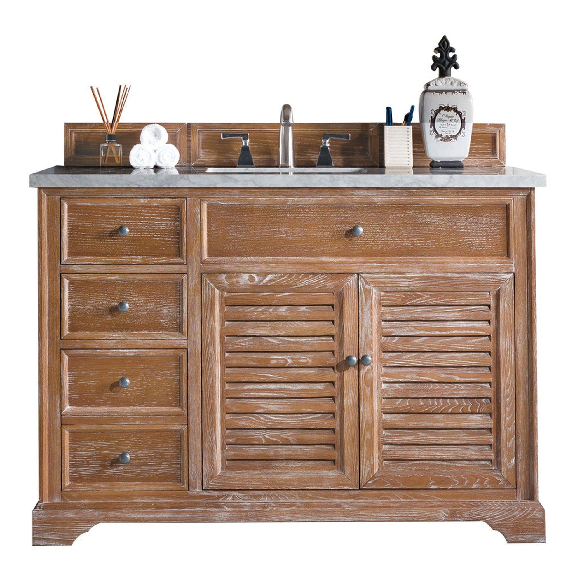 James Martin Vanities Savannah 48" Driftwood Single Vanity With 3cm Carrara Marble Top