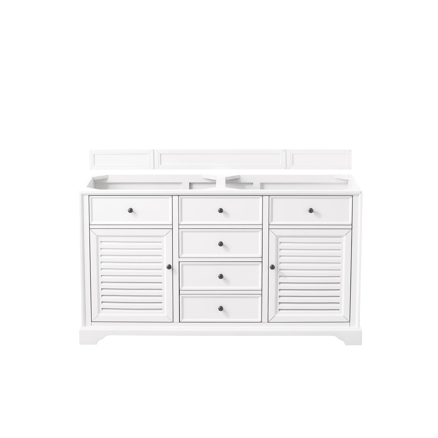 James Martin Vanities Savannah 60" Bright White Double Vanity Cabinet With 3cm Eternal Jasmine Pearl Quartz Top