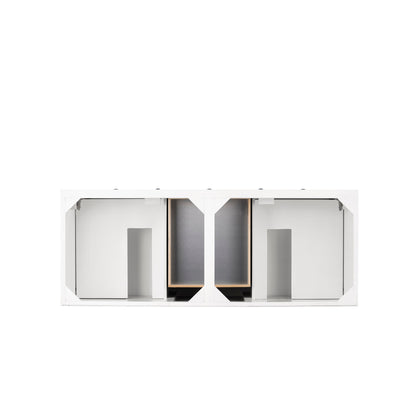 James Martin Vanities Savannah 60" Bright White Double Vanity Cabinet With 3cm Eternal Jasmine Pearl Quartz Top