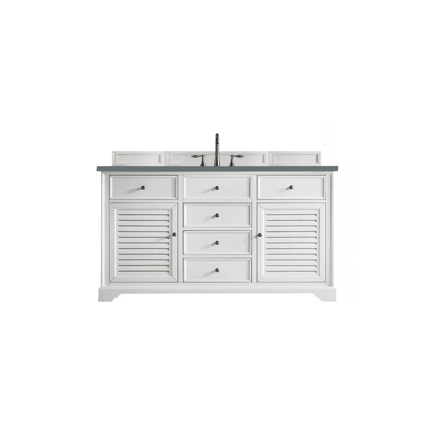 James Martin Vanities Savannah 60" Bright White Single Vanity Cabinet With 3cm Cala Blue Quartz Top