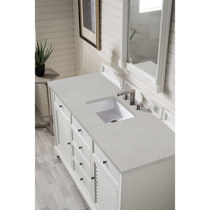 James Martin Vanities Savannah 60" Bright White Single Vanity Cabinet With 3cm Eternal Serena Quartz Top