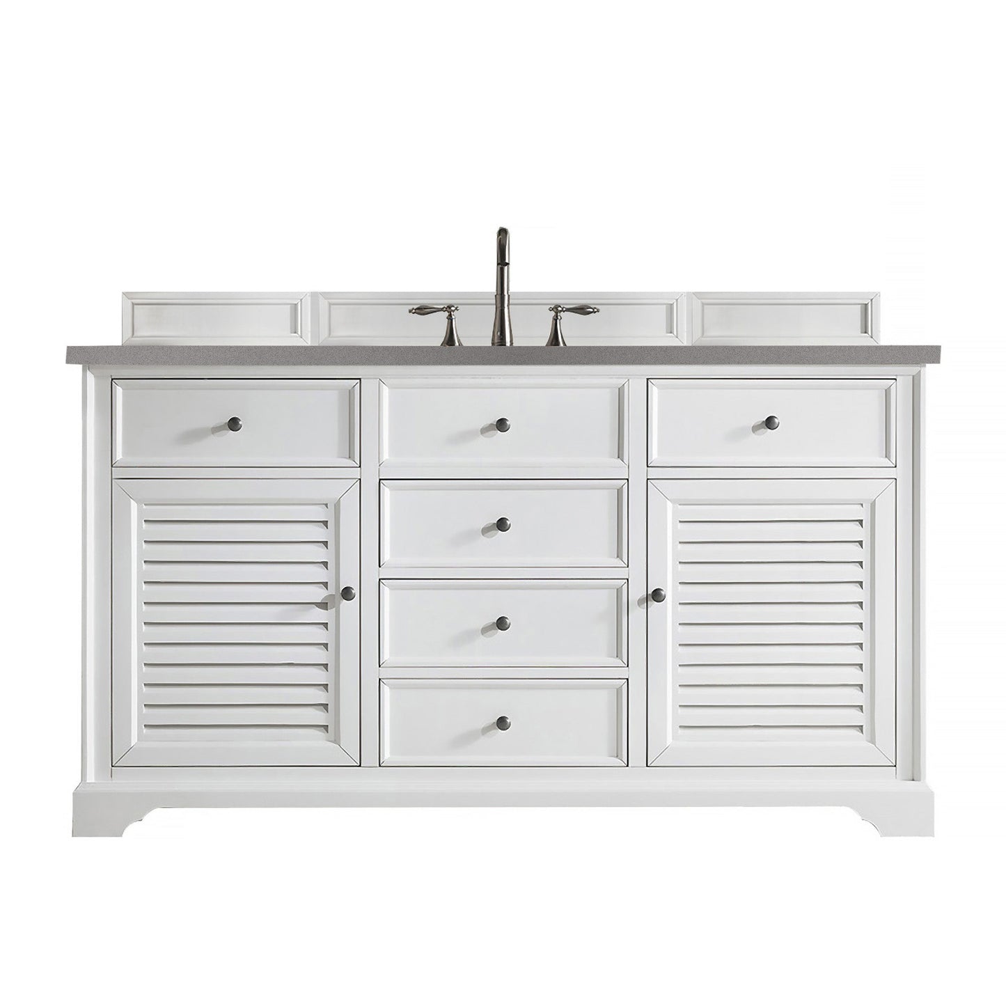 James Martin Vanities Savannah 60" Bright White Single Vanity Cabinet With 3cm Grey Expo Quartz Top