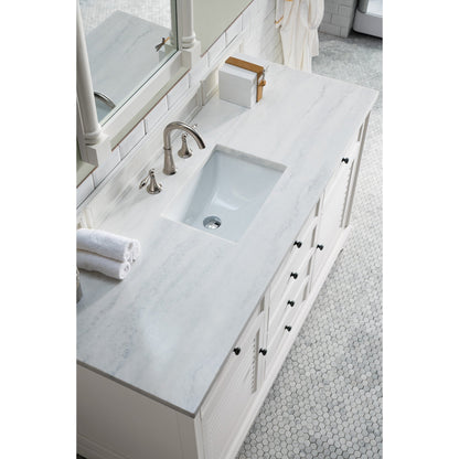 James Martin Vanities Savannah 60" Bright White Single Vanity With 3cm Arctic Fall Solid Surface Top