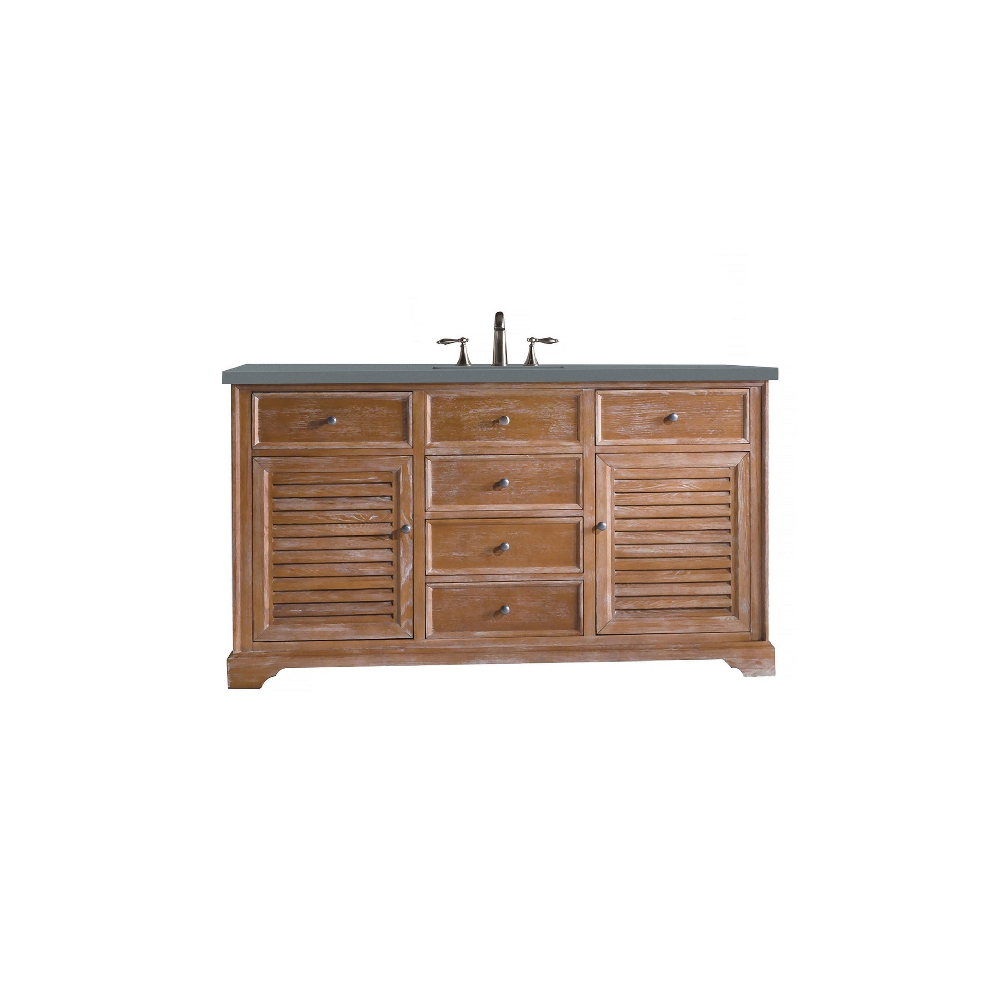 James Martin Vanities Savannah 60" Driftwood Single Vanity Cabinet With 3cm Cala Blue Quartz Top